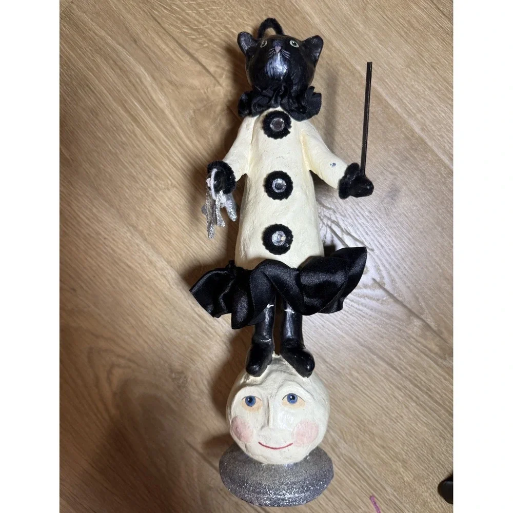 Halloween Cat W Dangling Stars Moon Face By Heather Myers Harvey 11